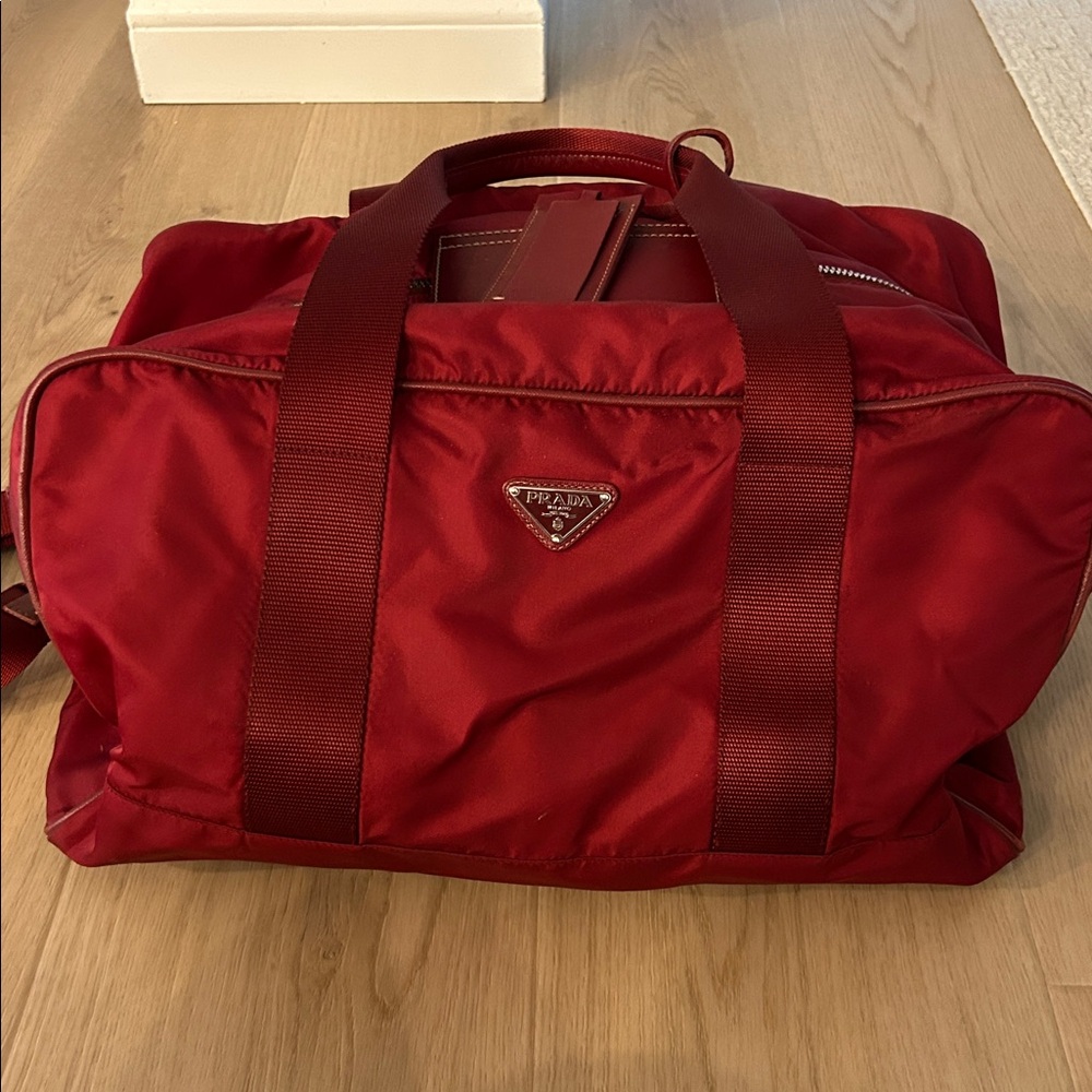 Prada Crimson Nylon Travel Bag